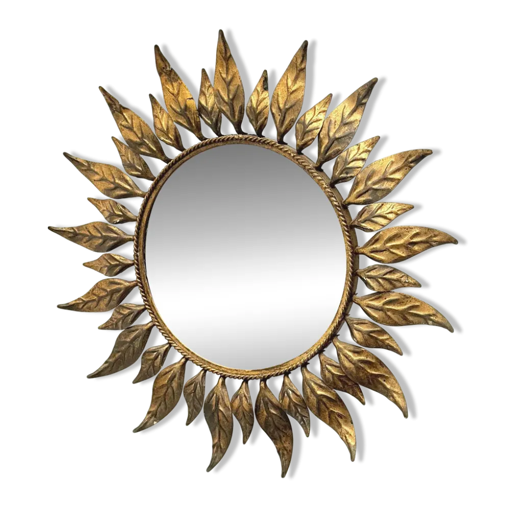 Miroir soleil en métal, Espagne 1960