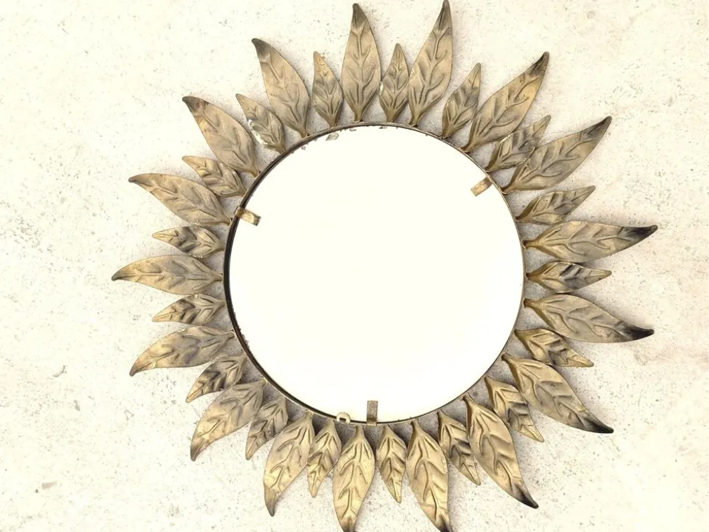 Miroir soleil en métal, Espagne 1960