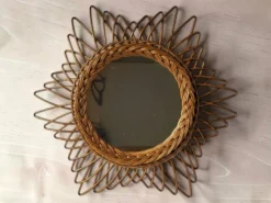 Miroir soleil en rotin