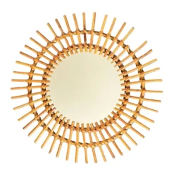 Miroir soleil en rotin