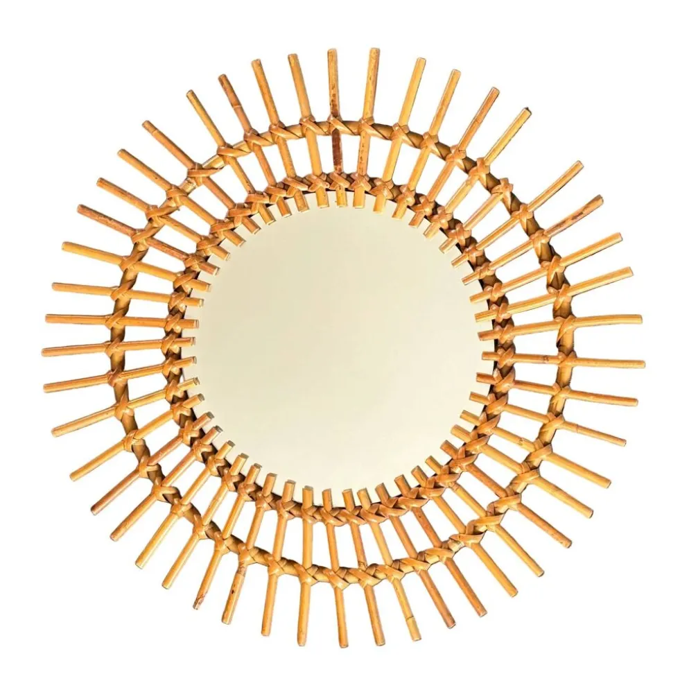 Miroir soleil en rotin