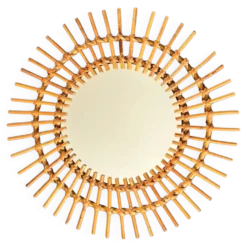 Miroir soleil en rotin