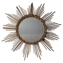 Miroir soleil en rotin