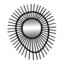 Miroir soleil en rotin