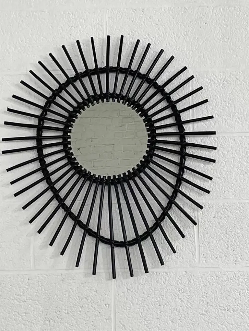 Miroir soleil en rotin