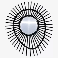 Miroir soleil en rotin