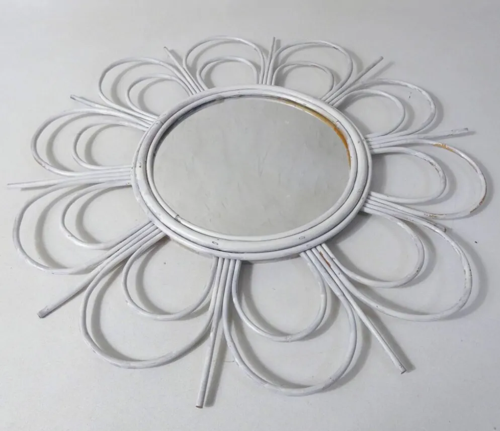 Miroir soleil en rotin vintage