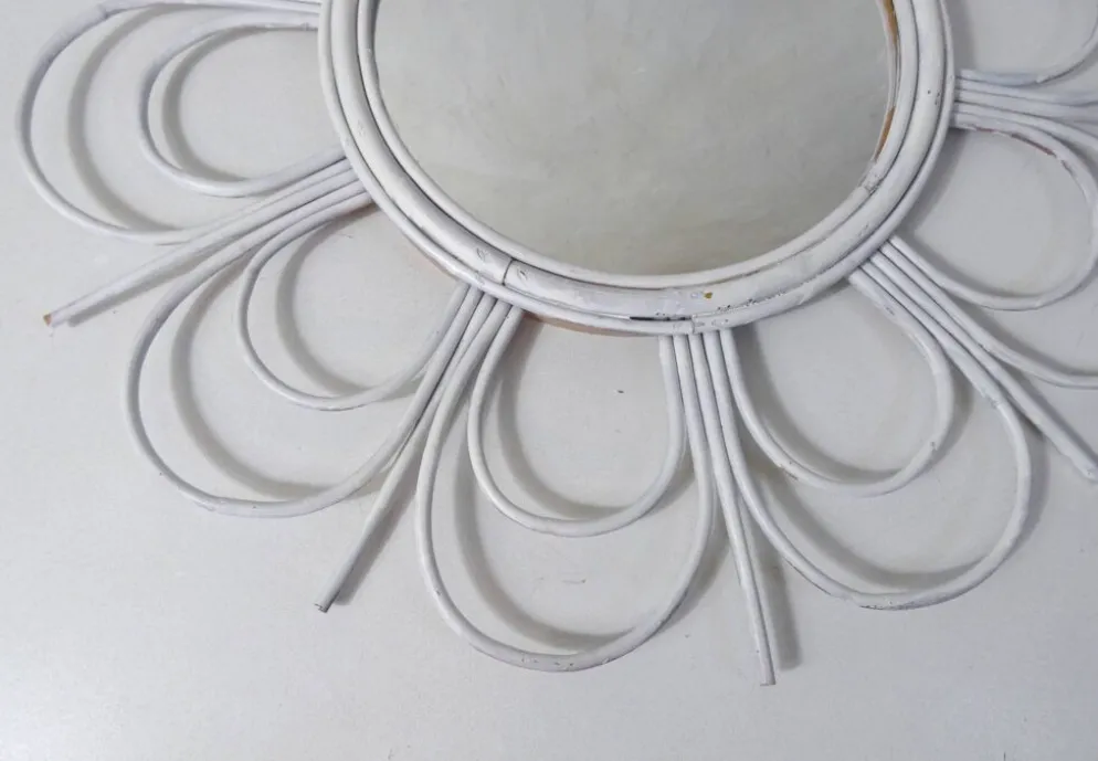 Miroir soleil en rotin vintage