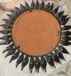 miroir soleil feuilles fer patiné 43cm tres bon etat general 1970