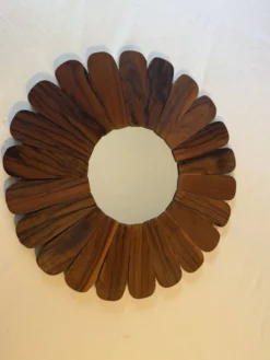 Miroir soleil fleur en bois, style vintage