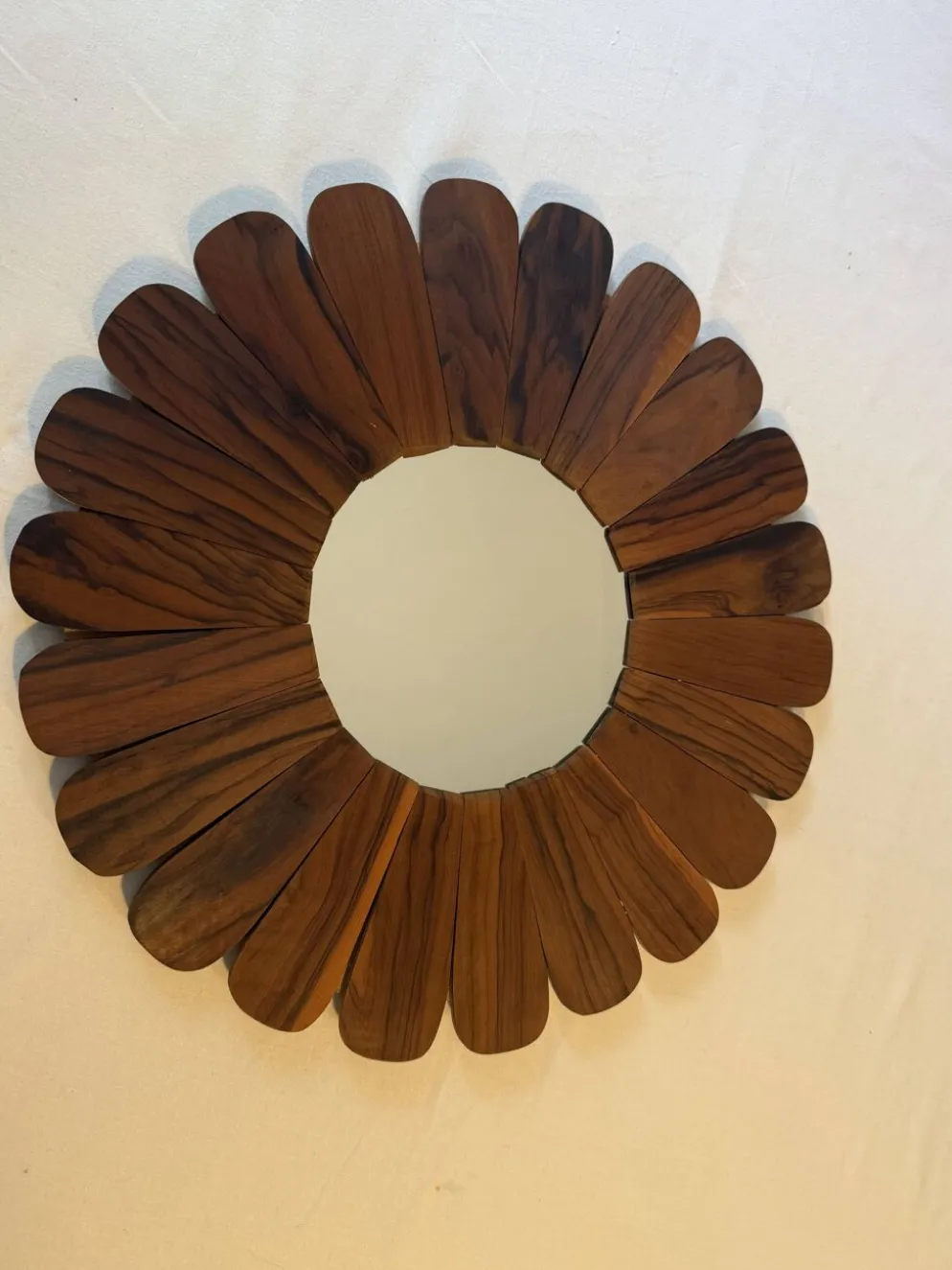 Miroir soleil fleur en bois, style vintage
