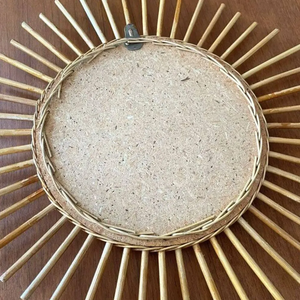Miroir soleil losange en rotin – France, années 60