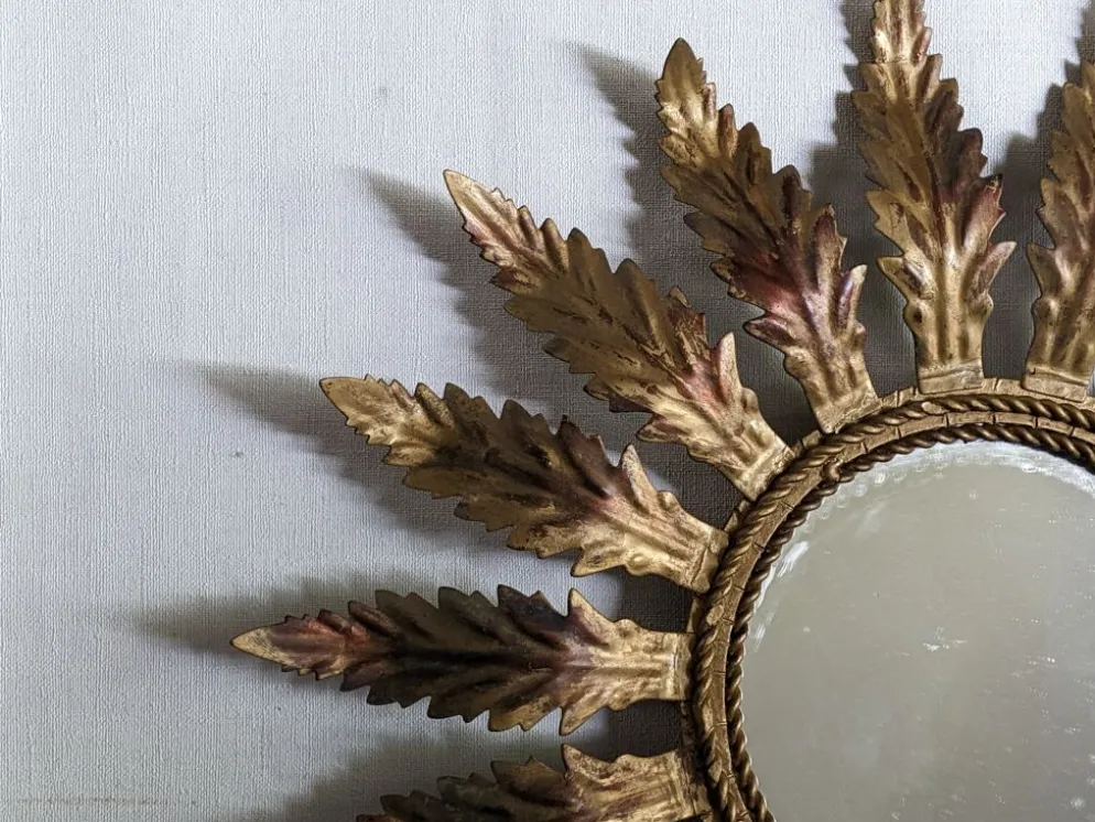 Miroir soleil métal vieilli décoration campagne