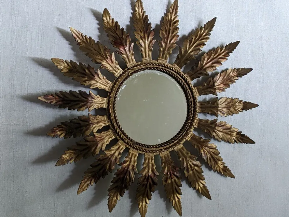 Miroir soleil métal vieilli décoration campagne
