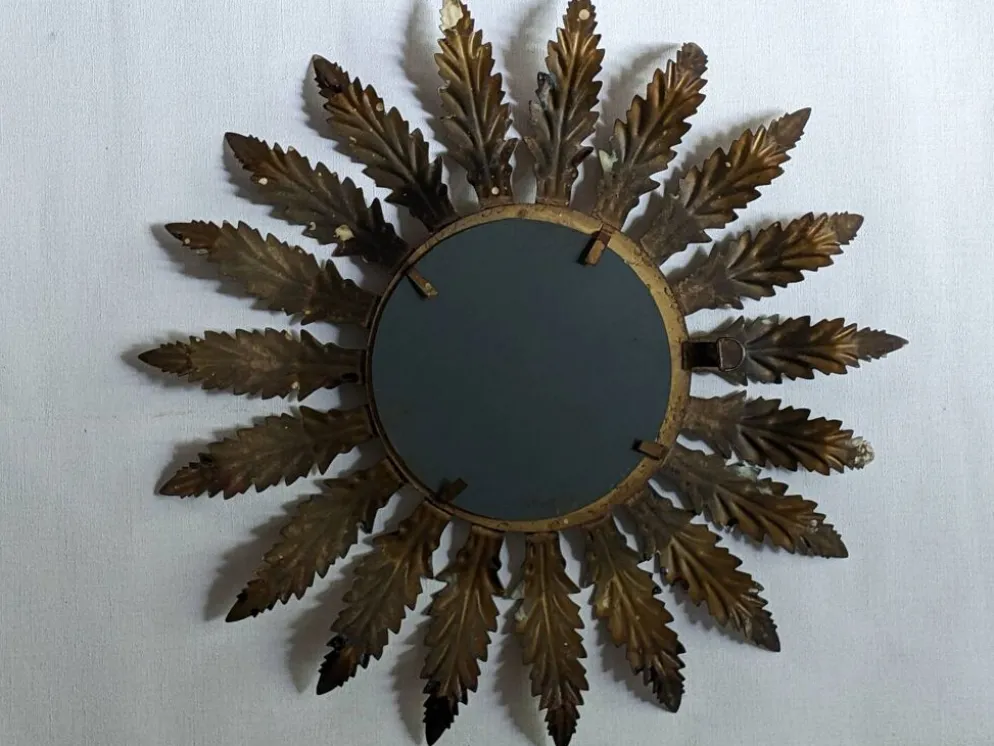 Miroir soleil métal vieilli décoration campagne