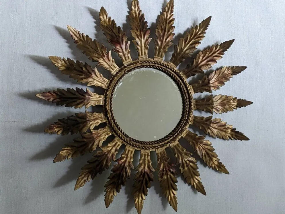 Miroir soleil métal vieilli décoration campagne