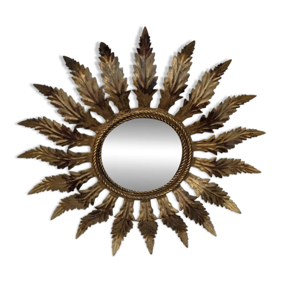 Miroir soleil métal vieilli décoration campagne