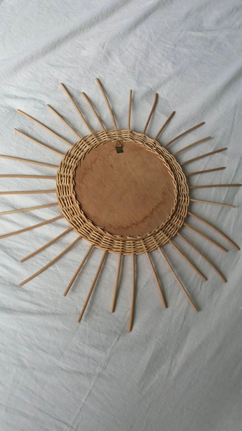 Miroir soleil rond en rotin osier