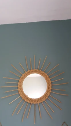 Miroir soleil rond en rotin osier