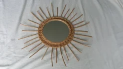 Miroir soleil rond en rotin osier