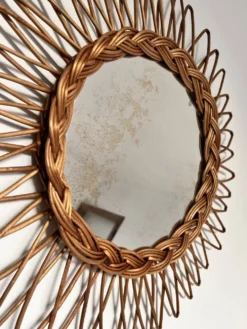 Miroir soleil rotin