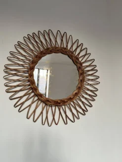 Miroir soleil rotin