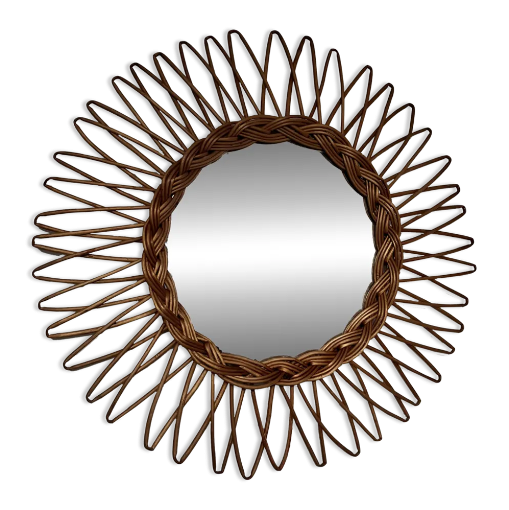 Miroir soleil rotin