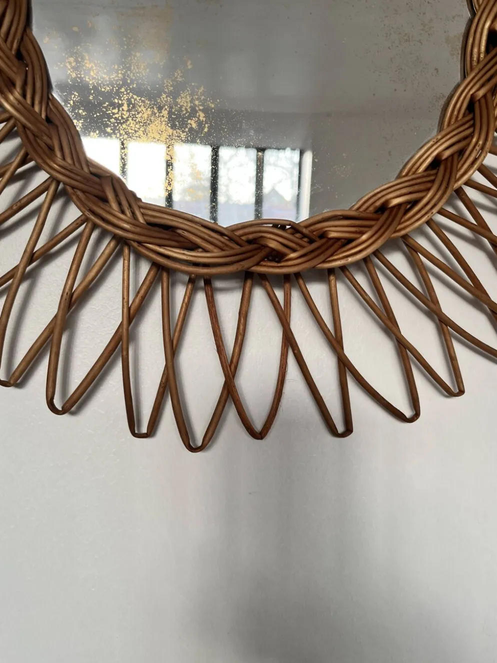 Miroir soleil rotin