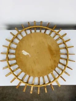 Miroir soleil rotin années 60, vintage