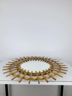 Miroir soleil rotin années 60, vintage