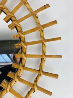 Miroir soleil rotin années 60, vintage