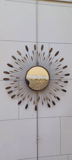 Miroir soleil style line vautrin en metal et perles plastique colorees