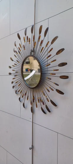 Miroir soleil style line vautrin en metal et perles plastique colorees