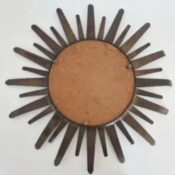 Miroir soleil sunburst vintage 1960 en metal cuivre dore 50s brutaliste 1960s