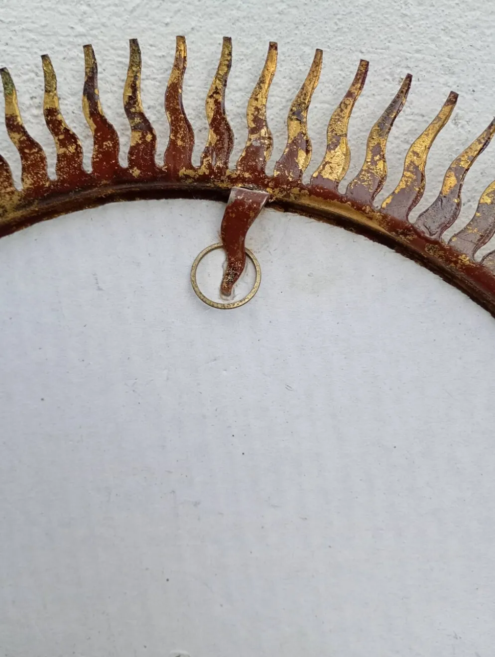 Miroir soleil vintage doré en métal – style années 60/70