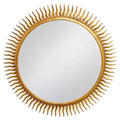 Miroir soleil vintage doré en métal – style années 60/70