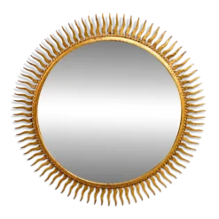 Miroir soleil vintage doré en métal – style années 60/70