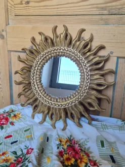 Miroir Soleil Vintage Doré – Un Classique Mid-Century pour une Déco Ra