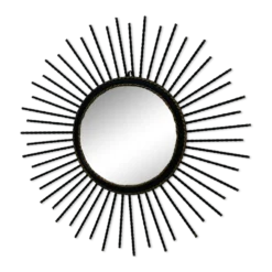 Miroir soleil vintage en métal noir et doré années 60