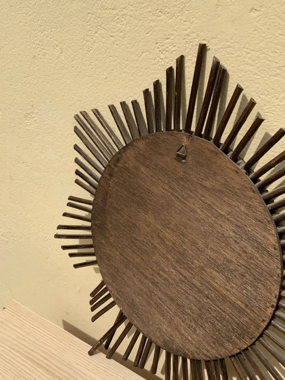 Miroir soleil vintage en rotin tressé diamètre 45 cm déco rétro