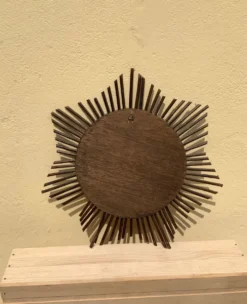 Miroir soleil vintage en rotin tressé diamètre 45 cm déco rétro