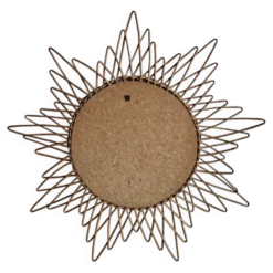 Miroir soleil vintage en rotin tressé