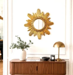 Miroir soleil Wenz en bois doré, Allemagne, 1960s