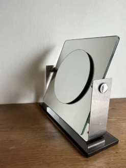 Miroir space age deux faces réversible en inox brossé 1970