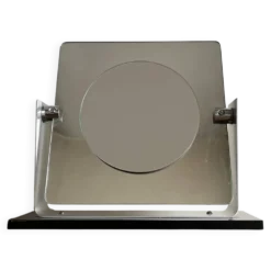 Miroir space age deux faces réversible en inox brossé 1970