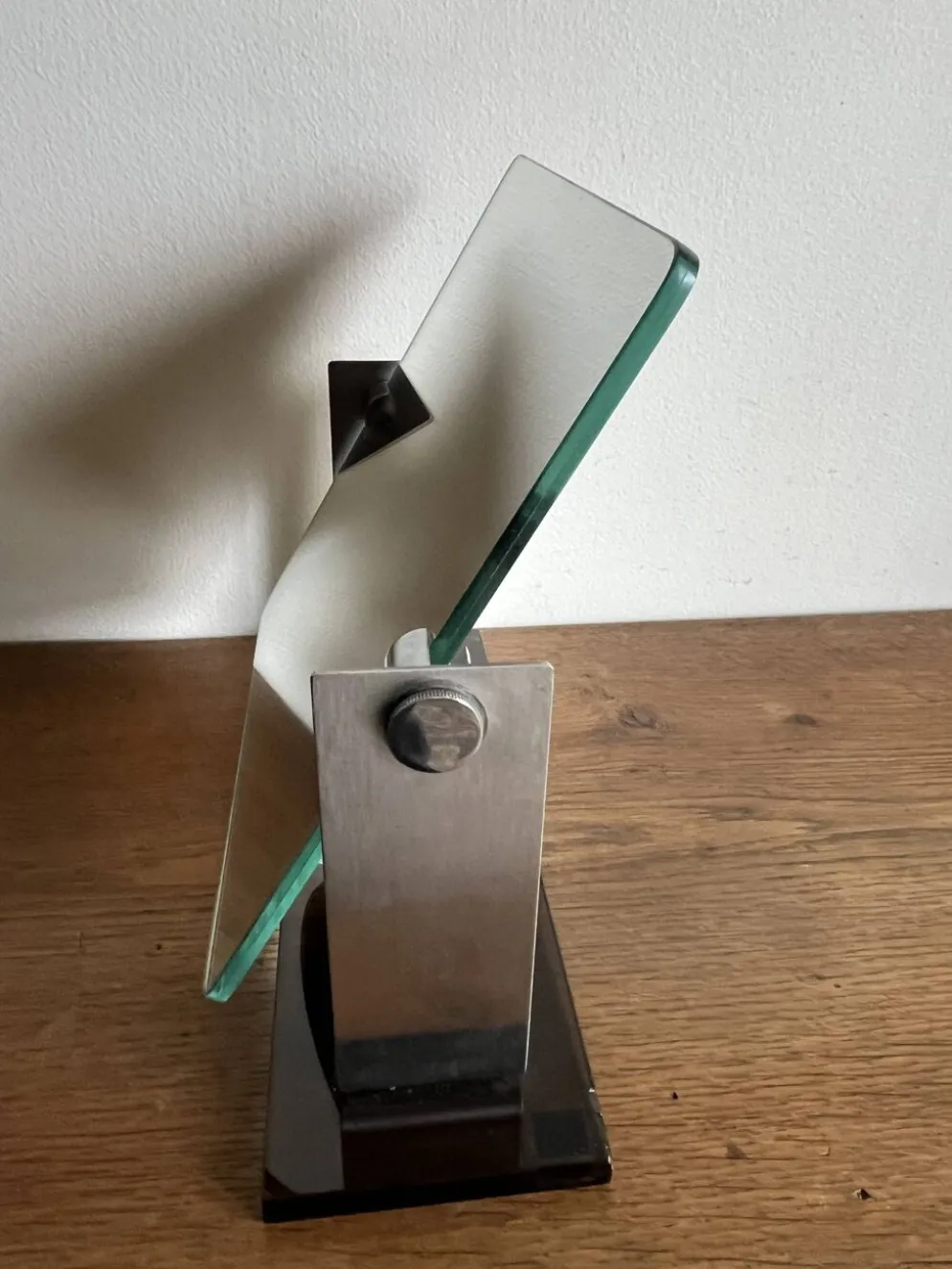 Miroir space age deux faces réversible en inox brossé 1970