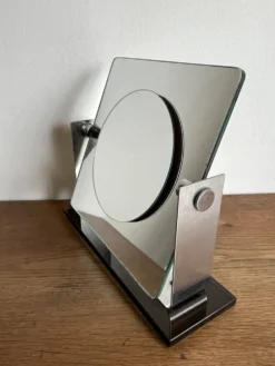Miroir space age deux faces réversible en inox brossé 1970