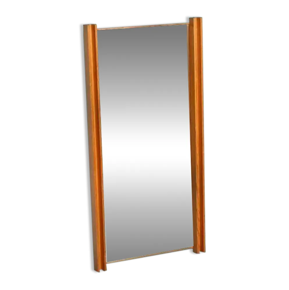 Miroir suédois minimaliste en bois de pin Japandi des années 70