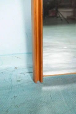 Miroir suédois minimaliste en bois de pin Japandi des années 70