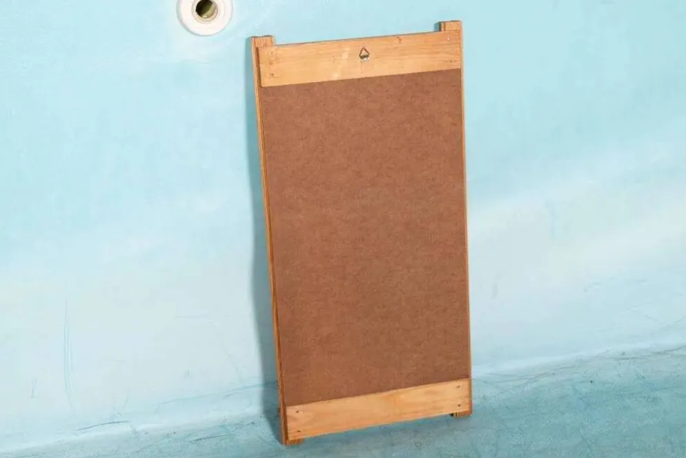 Miroir suédois minimaliste en bois de pin Japandi des années 70